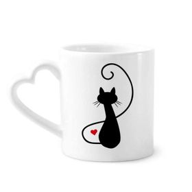 Dıythinker 350 ml Miyav Kalp Kedi Sihouette Hayvan Kupaları Seramik Kupa