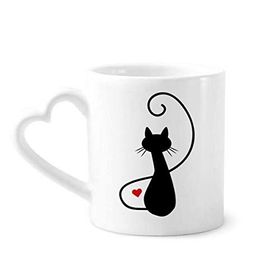 Dıythinker 350 ml Miyav Kalp Kedi Sihouette Hayvan Kupaları Seramik Kupa