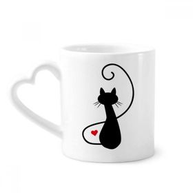 Dıythinker 350 ml Miyav Kalp Kedi Sihouette Hayvan Kupaları Seramik Kupa