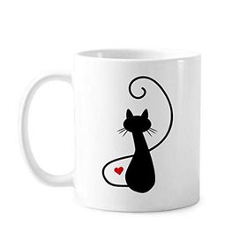 Dıythinker 350 ml Miyav Kalp Şekilli Kedi Figürü Sihouette Protect Animal Pet Lover Klasik Kupa