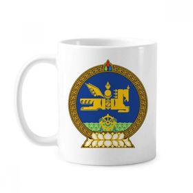Dıythinker 350 ml Moğolistan Ulusal Amblemi Klasik Kupa Beyaz Çömlekçilik Seramik Kupa