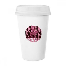 Dıythinker 350 ml Mor Zebra Dalları Yuvarlak Hayvan Klasik Kupa Beyaz Çömlekçilik Seramik Kupa