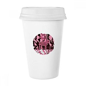 Dıythinker 350 ml Mor Zebra Dalları Yuvarlak Hayvan Klasik Kupa Beyaz Çömlekçilik Seramik Kupa
