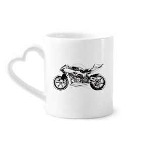 Dıythinker 350 ml Motosiklet Siyah İllüstrasyon Desenli Kupaları Seramik Kupa