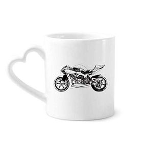 Dıythinker 350 ml Motosiklet Siyah İllüstrasyon Desenli Kupaları Seramik Kupa