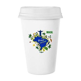 Dıythinker 350 ml Mount Corcovado Brezilya Haritaları Brezilya Karnaval Rio De Janeiro Slogan Klasik Beyaz Çömlek Seramik Kupa