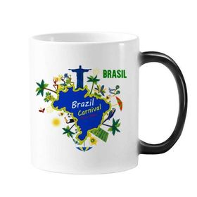 Dıythinker 350 ml Mount Corcovado Brezilya Haritaları Brezilya Karnaval Rio De Janeiro Sloganı Renk Kupa