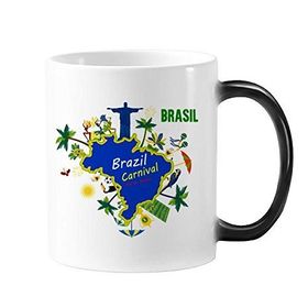 Dıythinker 350 ml Mount Corcovado Brezilya Haritaları Brezilya Karnaval Rio De Janeiro Sloganı Renk Kupa