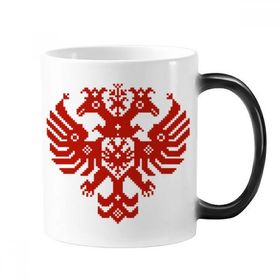 Dıythinker 350 ml Mozaik Tarzı Kırmızı Rusya Ulusal Amblemi Çift Başlı Kartal Değiştirme Isıya Duyarlı Değişen Renk Kupa