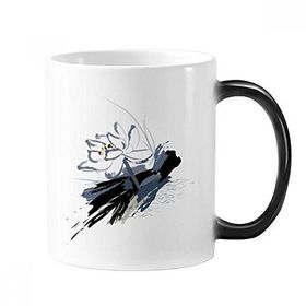 Dıythinker 350 ml Mürekkep Lotus Çiçeği Bitki Çiçek Değiştiren Renk Kupa