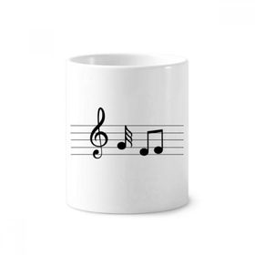 Dıythinker 350 ml Müzik 5-le Personel Mavi Diş Fırçası Kalem Tutucu Kupa Beyaz Seramik Kupa