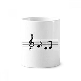 Dıythinker 350 ml Müzik 5-le Personel Mavi Diş Fırçası Kalem Tutucu Kupa Beyaz Seramik Kupa