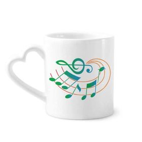 Dıythinker 350 ml Müzik Notasyonu Yeşil Turuncu Desenli Kupaları Seramik Kupa