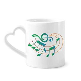 Dıythinker 350 ml Müzik Notasyonu Yeşil Turuncu Desenli Kupaları Seramik Kupa