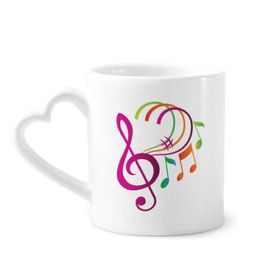 Dıythinker 350 ml Müzik Notasyonu Yeşil Turuncu Pembe Kupaları Seramik Kupa