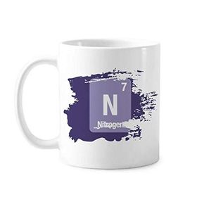 Dıythinker 350 ml N Azot Kimyasal Element Bilim Boya Fırçası Kupa Beyaz Seramik Kupa