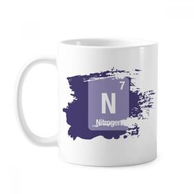 Dıythinker 350 ml N Azot Kimyasal Element Bilim Boya Fırçası Kupa Beyaz Seramik Kupa