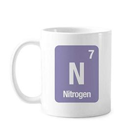 Dıythinker 350 ml N Azot Kimyasal Element Bilim Klasik Beyaz Çömlekçilik Seramik Saplı Kupa