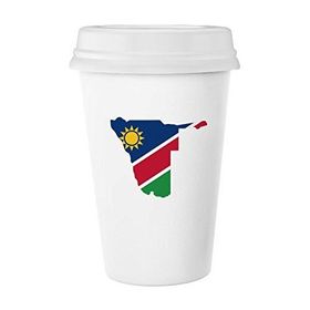 Dıythinker 350 ml Namibya Cumhuriyeti Bayrağı Afrika Ülke Haritası Şekli Klasik Beyaz Çömlek Seramik Kupa