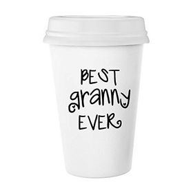 Dıythinker 350 ml Nana Present Best Grandny Ever Kelimeler Sözler Aile Bless Klasik Beyaz Çömlek Seramik Kupa