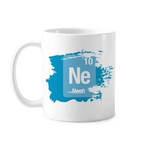 Dıythinker 350 ml Ne Neon Chemical Element Science Boya Fırçası Kupa Beyaz Seramik Kupa