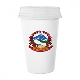 Dıythinker 350 ml Nepal Asya Ulusal Amblem Klasik Kupa Beyaz Çömlekçilik Seramik Kupa