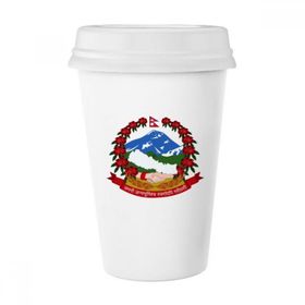 Dıythinker 350 ml Nepal Asya Ulusal Amblem Klasik Kupa Beyaz Çömlekçilik Seramik Kupa