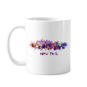 Dıythinker 350 ml New York Amerika Country City Suluboya İllüstrasyon Klasik Kupa