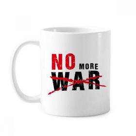 Dıythinker 350 ml No More War Love Peace World Klasik Beyaz Çömlekçilik Seramik Saplı Kupa