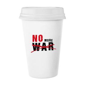 Dıythinker 350 ml No More War Love Peace World Klasik Kupa Beyaz Çömlekçilik Seramik Kupa