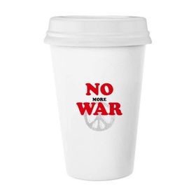Dıythinker 350 ml No More War World Love Peace World Klasik Kupa Beyaz Çömlekçilik Seramik Kupa