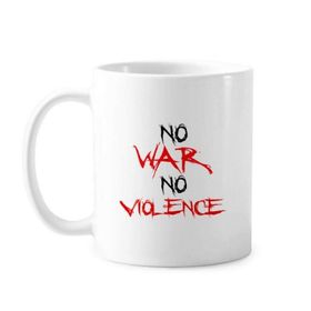 Dıythinker 350 ml No War No Violence Love Peace World Klasik Kupa Beyaz Çömlekçilik Seramik Kupa