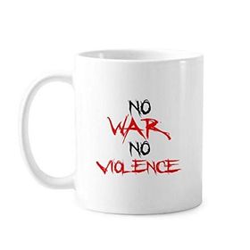 Dıythinker 350 ml No War No Violence Love Peace World Klasik Kupa Beyaz Çömlekçilik Seramik Kupa