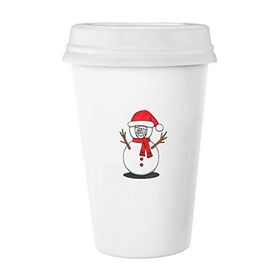 Dıythinker 350 ml Noel Kardan Adam Horus Eşarp Dal Klasik Kupa Beyaz Çömlekçilik Seramik Kupa