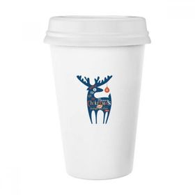 Dıythinker 350 ml Noel Tatili Mavi Geyik Klasik Kupa