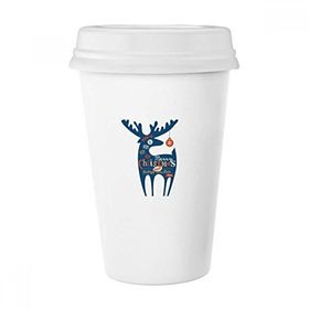 Dıythinker 350 ml Noel Tatili Mavi Geyik Klasik Kupa