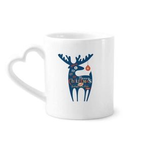 Dıythinker 350 ml Noel Tatili Mavi Geyik Kupaları Seramik Kupa