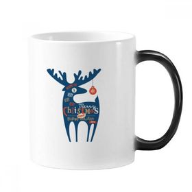 Dıythinker 350 ml Noel Tatili Mavi Geyik Renk Kupa