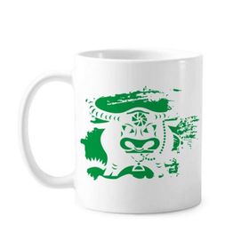 Dıythinker 350 ml Öküz Yılı Hayvan Çin Zodyak Desenli Boya Fırçası Beyaz Seramik Saplı Kupa