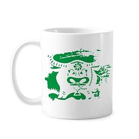 Dıythinker 350 ml Öküz Yılı Hayvan Çin Zodyak Desenli Boya Fırçası Beyaz Seramik Saplı Kupa