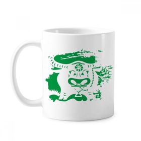 Dıythinker 350 ml Öküz Yılı Hayvan Çin Zodyak Desenli Boya Fırçası Beyaz Seramik Saplı Kupa