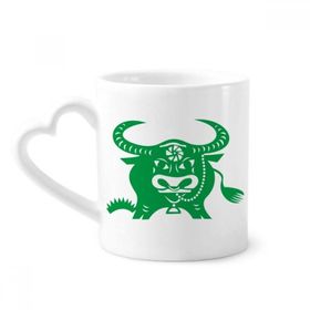 Dıythinker 350 ml Öküz Yılı Hayvan Çin Zodyak Desenli Seramik Kalp Saplı Kupa