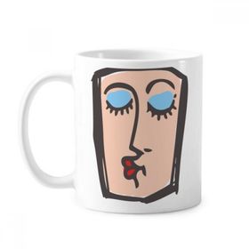 Dıythinker 350 ml Öpücük Soyut Yüz Eskizi İfadeleri Online Sohbet Klasik Beyaz Çömlek Seramik Saplı Kupa