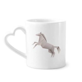 Dıythinker 350 ml Origami Geometrik Soyut Ev Desenli Kupaları Seramik Kupa