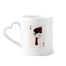 Dıythinker 350 ml Oyun Kartları Kulüp J Desenli Kupaları Seramik Kupa