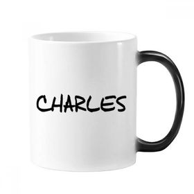 Dıythinker 350 ml Özel El Yazısı İngilizce İsim Charles Şekil Değiştiren Isıya Duyarlı Renk Saplı Kupa
