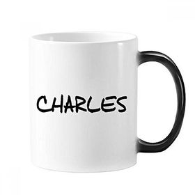 Dıythinker 350 ml Özel El Yazısı İngilizce İsim Charles Şekil Değiştiren Isıya Duyarlı Renk Saplı Kupa