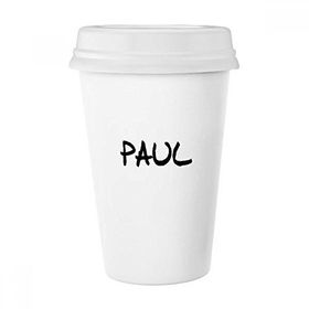 Dıythinker 350 ml Özel El Yazısı İngilizce İsim Paul Klasik Beyaz Çömlekçilik Seramik Kupa
