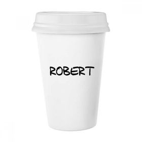 Dıythinker 350 ml Özel El Yazısı İngilizce İsim Robert Klasik Beyaz Çömlek Seramik Kupa