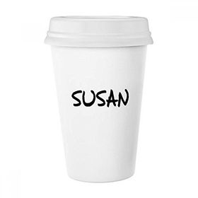 Dıythinker 350 ml Özel El Yazısı İngilizce İsim Susan Klasik Beyaz Çömlekçilik Seramik Kupa